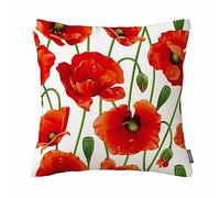 Federa per cuscino con papaveri rossi, decorazione per la casa, 45,7 x 45,7 cm