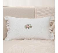 Federa per cuscino con ricamo in pizzo, stile bohémien francese, con motivo floreale, in morbido cotone, decorativa, per divano, letto, sedia, soggiorno, decorazione per la casa (crema, 50,8 x 30,5 cm