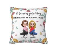 Federa per cuscino con scritta "A Friends is God's Way Of Making Sure We Never Walk Alone", decorativa, personalizzabile con nome personalizzato, double-face, federa per divano e camera da letto