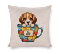 Federa per cuscino con scritta in inglese "Be Kind Autism Awareness", 55,9 x 56 cm, in cotone e lino, quadrata, per camera da letto, divano, bar, club, pub, sedia, decorazione per la casa