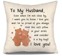 Federa per cuscino con scritta in lingua inglese "To My Husband", idea regalo per marito con scritta in lingua inglese "Even When I'm Not Close by I Want You to Know I Love You and I'm So Proud of You