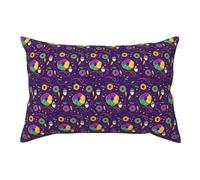 Federa per cuscino con stampa a blocco, motivo Mardi Gras and Donuts, 50,8 x 76,2 cm, con chiusura a cerniera, in morbida microfibra, resistente alle pieghe, dimensioni standard