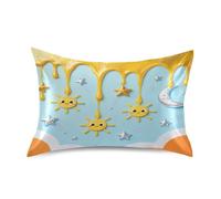 Federa per cuscino con stampa a goccia gialla con sole, luna e stelle, decorazione quadrata europea per Ramadan, federa in cotone sfuso, chiusura a busta, 50,8 x 66 cm