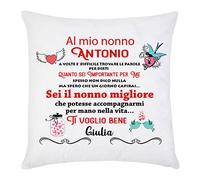 Federa per cuscino con stampa Al mio nonno, ti voglio bene! Dedica d'amore dolcissima, personalizzata con nomi nonno e nipote!