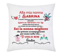 Federa per cuscino con stampa Alla mia nonna, ti voglio bene! Dedica d'amore dolcissima, personalizzata con nomi nonna e nipote!