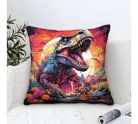 Federa per cuscino con stampa digitale Dinosauro con cerniera invisibile in lino resistente all'acqua, dimensioni 40 x 40 cm