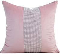 Federa per cuscino con strass scintillanti, lussuosa e moderna, in velluto con toppa con paillettes, elegante federa decorativa per divano, soggiorno, camera da letto, hotel, decorazione, rosa, 45,7 x