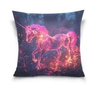 Federa per cuscino con unicorni di cavallo di fuoco rosa Fuzzy, decorazione per la casa e il divano, 45,7 x 45,7 cm