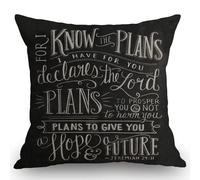 Federa per cuscino con versetti biblici d'epoca, citazioni delle Scritture, Salmi e detti, in cotone e lino, 45x45 cm, per divano, versetto bibli