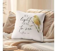 Federa per cuscino con versi biblici cristiani, 45,7 x 45,7 cm, Matthew 5:16, con uccellini scritti, per casa, ufficio, divano, soggiorno, camera da letto