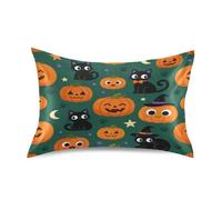 Federa per cuscino con zucche e gatti neri, impermeabile, 100% cotone, 50,8 x 101,6 cm