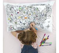 Federa per cuscino da colorare per bambini, riutilizzabile, fai da te, con pennarelli lavabili, attività educative e artigianali per ragazzi e ragazze, regalo divertente per giochi creativi, lavabile