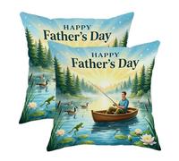 Federa per cuscino da esterno con pesca, con oche e gigli per la festa del papà, impermeabile, per tutte le condizioni atmosferiche, per esterni, panchina, portico, mobili da giardino, 35,5 x 35,5 cm