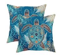 Federa per cuscino da esterno, con tartaruga, oceano, tropicale, corallo, alghe estive, impermeabili, per tutte le stagioni, per esterni, patio, portico, mobili da giardino, 40,6 x 40,6 cm