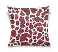 Federa per cuscino da viaggio con stampa leopardata, colore beige e rosso, decorazione per la casa e il soggiorno, 45,7 x 45,7 cm