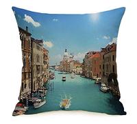 Federa per cuscino Day City Transport Della Salute Holiday Gondolier Cupola Italian Water Canal Venice Landmarks Ship Cozy Linen Square Decorative Throw Pillow Covers per divano letto 18x18 pollici