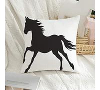 Federa per cuscino decorativa federa quadrata morbida blu rodeo sagoma nera cavallo animali astratti grazia fauna selvatica criniera pittura forma coda federa bianca per divano camera da letto auto