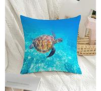 Federa per cuscino Decorativa Federa quadrata Morbida blu sott'acqua Tartaruga verde Paradiso sottomarino Grandi animali Simpatici parchi i Acquatica federa per divano Camera da letto A