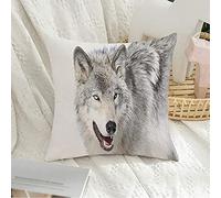 Federa per cuscino Decorativa Federa quadrata Morbida faccia grigia Bellezza Moda Animale Romanzo Animali Fauna selvatica Inverno Mammifero Potenza Federa per cuscino alla moda per divan