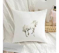 Federa per cuscino decorativa federa quadrata morbido bellissimo romanzo animale cavallo bianco animali fauna selvatica galoppo potere isolato sport selvaggio federa per divano camera da