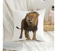 Federa per cuscino Decorativa Federa quadrata Morbido leone bianco in piedi Guardando la fotocamera Panthera Up Leo Animals Wildlife CutWild Adult Male Big On Federa per divano Camera da letto Auto