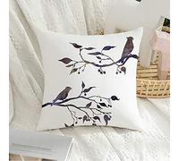 Federa per cuscino decorativa federa quadrata sagome morbide uccelli volare albero disegno ali di cera animali fauna selvatica autunno becco ramo federa per divano camera da letto