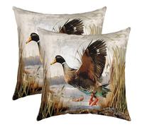 Federa per cuscino decorativa Loussiesd con motivo di anatra selvatica per ragazzi e ragazze, 40x40 cm, 1 pezzo per divano, divano letto, donna, uomo, ultra morbida, stile lodge, cabina, fattoria