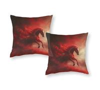 Federa per cuscino decorativa natalizia con cavallo rosso dell'Apocalisse per divano e camera da letto, 50,8 x 50,8 cm