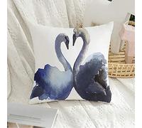 Federa per cuscino decorativa quadrata federa morbida acqua arancione matrimonio schizzo cigno su bianco animali fauna selvatica becco bellissimo pannocchia giorno federa per diva