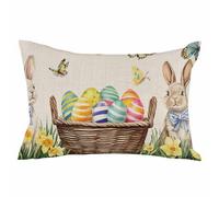 Federa per cuscino decorativo a forma di coniglio pasquale, 14 x 20 pollici, con farfalla, fiore, coniglietto, stile pastorale, federa lombare, federa per cuscino rettangolare stagionale per divan