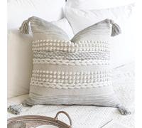 Federa per cuscino decorativo BlissBlush grigio 20X20, stile boho, per divano, quadrata, moderna, stile fattoria, per soggiorno, divano, cuscino