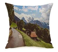 Federa per cuscino Dintorni panoramici vicino al resort Wengen Great Nature Adventure Parks Amazing Autumn Cliff Cozy Linen Square Decorative Throw Pillow Covers per divano letto 18x18 pollici