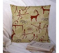 Federa per cuscino Disegni Grotta Dipinto a mano Modello consumato Tan Western Animali Grunge Ricciolo Fauna selvatica Frecce Astratto Poliestere Federa per cuscino Fodera per cuscino per divano Dec