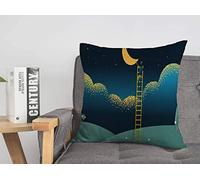 Federa per cuscino donna su scala uomo d'affari che raggiunge la luna sogno persone concetto uomo d'affari donna alta finanza accogliente fodere per cuscini 18 x 18 pollici per letto auto Lving Room