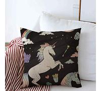 Federa per Cuscino Dream Doodle Magic Collection Horse Rainbow Stars Crystals Moon Isolated Believe Set Birthday Black Divano Copricuscini Morbido Copricuscino, per Divano, Sedia, 45x45cm
