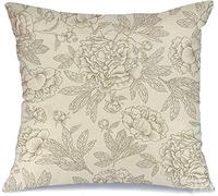Federa per Cuscino Edge Hand Graphics Bud Rough Drawn Ink Flower Color Peonies Divano Copricuscini Moda Decorativi Federa, per Auto, Letto, Sedia, 45x45cm
