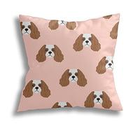 Federa per Cuscino Faccia da Cane del Cavalier King Fodere Cuscini con Cerniera Invisibile Divano Copricuscini Morbido Decorativi Federa, per Auto, Sedia, 45X45Cm