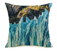 Federa per cuscino Federa blu Alaska Primo piano Crociera Ghiacciaio Nave Ghiacciaio Parchi i Attrazione artica Baia Barca Clima anteriore Accogliente lino quadrato Copricuscino decorativo pe
