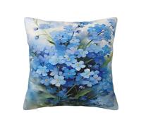 Federa per cuscino, federa decorativa per cuscino morbido 40 x 40 cm per divano camera da letto, fiori non ti scordar di me con acquerello