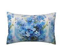 Federa per cuscino, federa decorativa per cuscino morbido 50x76 cm per divano camera da letto, fiori non ti scordar di me con acquerello