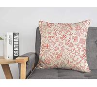 Federa per cuscino Federa rossa Set Anno Bambini Natale Festival Motivo Grafico Roba Vacanze Happy Merry Abstract Ball Candy Accogliente Lino Quadrato Decorativo Fodere per cuscini per divano letto