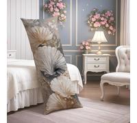 Federa per cuscino floreale per il corpo, con foglie di ginkgo beige, vintage, elegante, in morbido tessuto con cerniera, 50 x 137 cm, federa decorativa per cuscino per letto, divano, testiera, 50 x