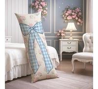 Federa per cuscino floreale per il corpo, con rose, vintage, shabby chic, in morbido tessuto con cerniera, 50 x 137 cm, federa decorativa per camera da letto, divano, testiera, 50 x 137 cm