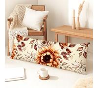 Federa per cuscino floreale per il corpo, girasole vintage, in morbido velluto, con cerniera, per cuscino lombare con cerniera, federa decorativa per letto, divano, testiera, 50 x 137 cm