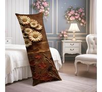 Federa per cuscino floreale per il corpo, rustica crisantemo e foglie, in morbido velluto, con cerniera, decorazione autunnale, per divano letto, 50 x 137 cm