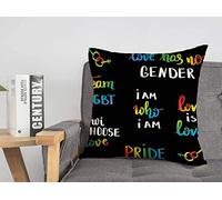 Federa per cuscino Gay LGBT Love Pride Slogan Word Parade Poster Lettere scritte a mano Persone Segni Simboli Lesbiche Accogliente Lino Quadrato Decorativo Fodere per cuscini per divano letto 18x18
