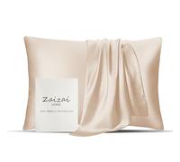 Federa per cuscino in 100% pura seta di gelso, per capelli e pelle, 25 momme, grado 6A+, con cerniera nascosta, federa in seta su entrambi i lati, anti-invecchiamento, senza acne (standard, beige, 1