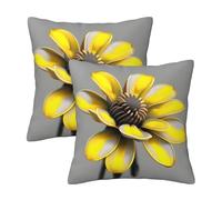 Federa per cuscino in 2 pezzi con stampa floreale gialla grigia, decorazione per esterni, casa, letto, soggiorno, divano, decorazione per cuscino