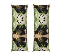 Federa per cuscino in bambù con panda Eat, 51 x 152 cm, ultra morbida, con cerniera nascosta, per dormire