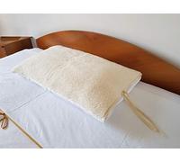 Federa per Cuscino in Lana Merinos, Copricuscino Agnellato per Guanciale da Letto con Asola Decorativa, Un Lato in Lana ed uno in Cotone